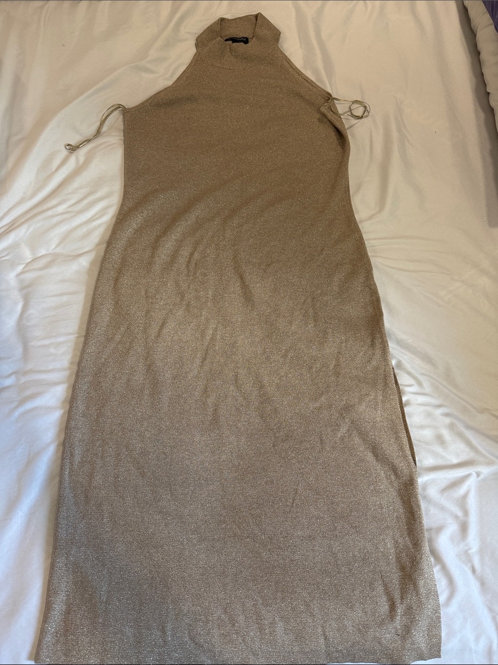 Banana Republic Shimmery Gold Sleeveless Turtleneck Dress
